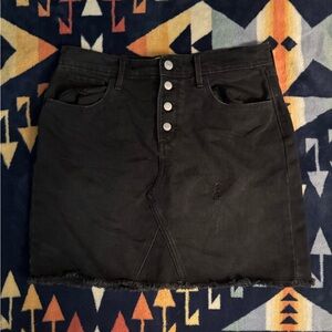Old Navy Black Buttoned Jean Skirt